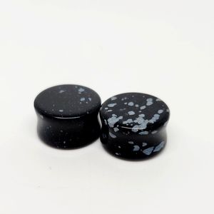 1 Pair 5/8" 16mm Organic Snowflake Obsidian Stone Flare Ear Plugs Gauge New